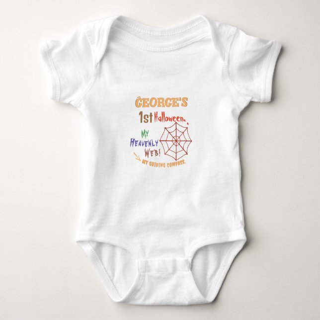 Personalised Baby's First Halloween, Spider Web Baby Bodysuit (Front)