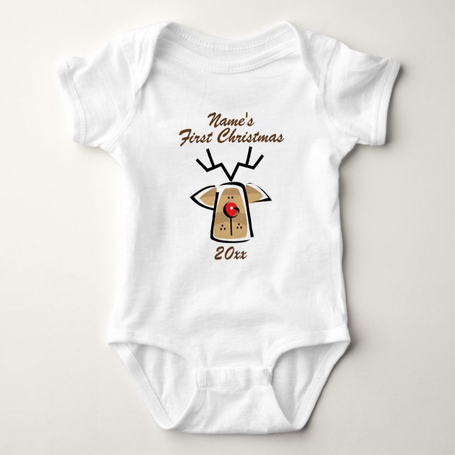 Personalised Baby's Name First Christmas Baby Bodysuit (Front)