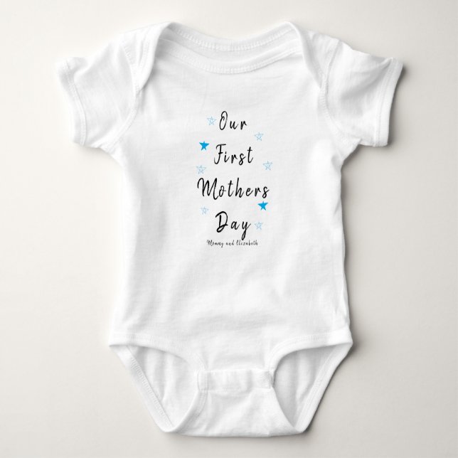 Personalised Babysuit Blue star | 1st mothers day Baby Bodysuit (Front)