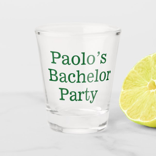 Personalised Bachelor gifts shot glass (Front)