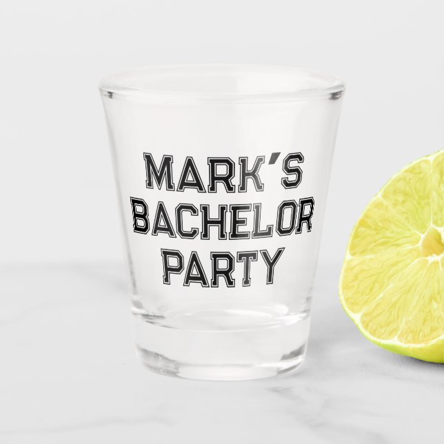 Personalised Bachelor gifts shot glass (Front)