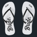 Personalised Bachelorette Bride black and white Jandals<br><div class="desc">bride,  bachelorette,  bridal party,  personalised bride,   flip-flops bachelorette,   party gift,  custom bride gift,  wedding,  honey moon,  bridal shower gift</div>