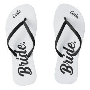 Personalised Bachelorette Bride black and white Jandals