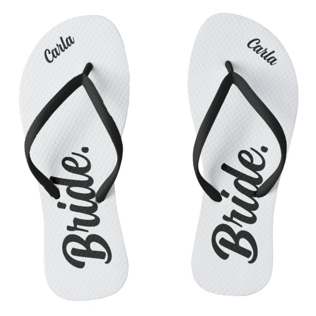 Personalised Bachelorette Bride black and white Jandals (Footbed)