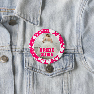 Personalised Bachelorette Bride Photo  7.5 Cm Round Badge