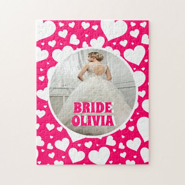 Personalised Bachelorette Bride Photo Jigsaw Puzzle (Vertical)