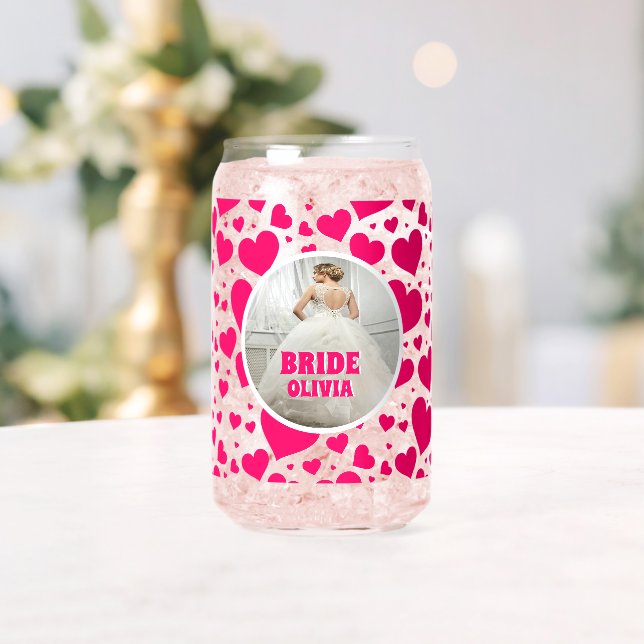 Personalised Bachelorette Bride Photo Name Can Glass (Insitu (Wedding))