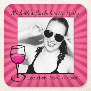 Personalised Bachelorette Framed Square Paper Coaster