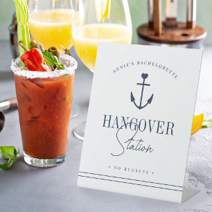 Personalised Bachelorette Party Hangover Station Pedestal Sign