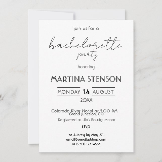 Personalised Bachelorette Party Invitation (Front)