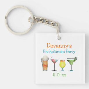 Personalised Bachelorette Party Name Date Key Ring