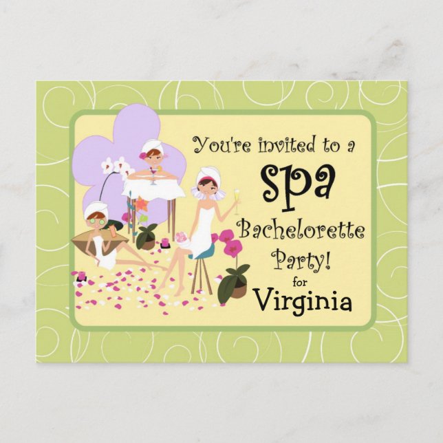 Personalised Bachelorette Party Spa Invitations (Front)