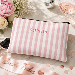 Personalised Bachelorette Party Striped Accessory Pouch