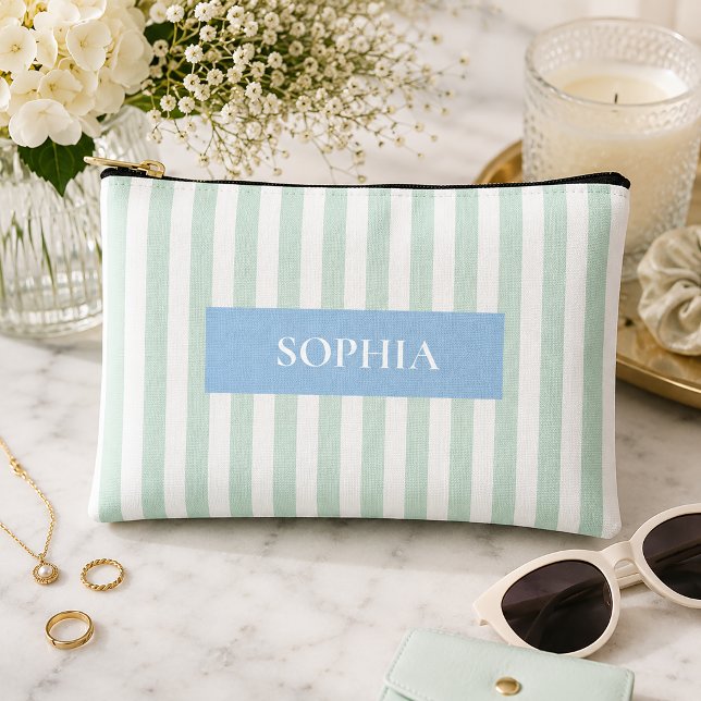 Personalised Bachelorette Party Striped Accessory Pouch (Creator Uploaded)