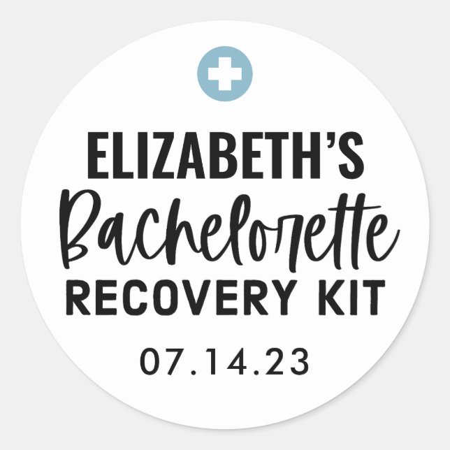 Personalised Bachelorette Recovery Kit  Classic Round Sticker (Front)