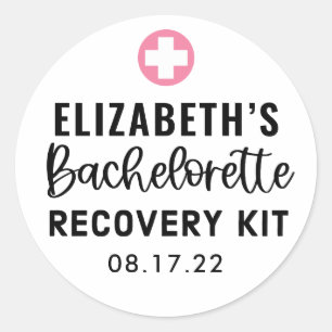 Personalised Bachelorette Recovery Kit  Classic Round Sticker