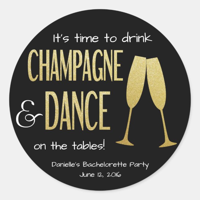 Personalised Bachelorette Stickers with Gold (Front)