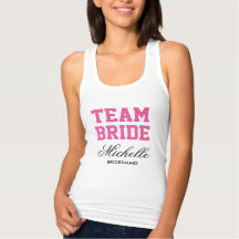 Personalised bachelorette tank tops for team bride