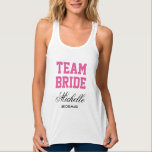 Personalised bachelorette tank tops for team bride<br><div class="desc">Personalised bachelorette tank tops for team bride. TeamBride tanktops for brides entourage. Cute neon pink and black typography design for bride to be and bride's crew. Cool clothing for wedding, bridal shower, bachelorette party, girls night out, girls weekend, ladies night, hen do, etc. Funny clothes for women and girls getting...</div>