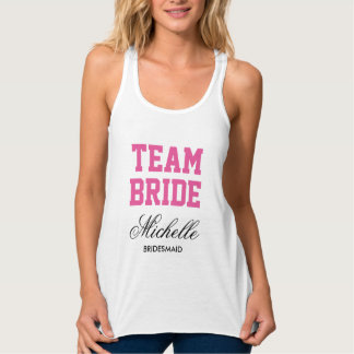 Personalised bachelorette tank tops for team bride