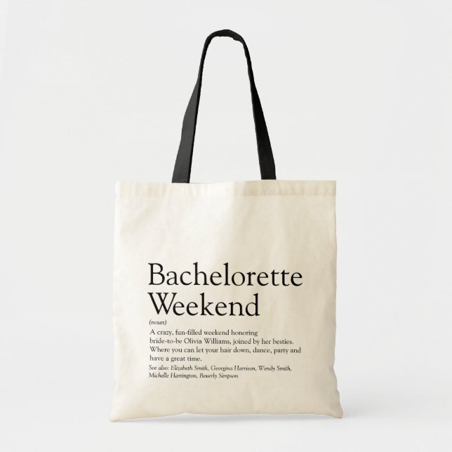 Personalised Bachelorette Weekend Definition Tote Bag (Front)