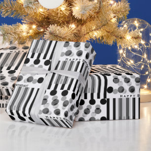Personalised Back and White Inspired Birthday Wrapping Paper
