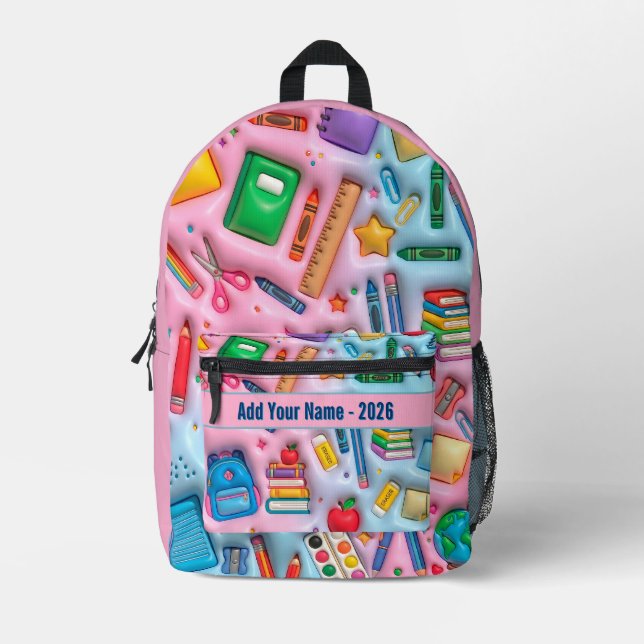 Personalised Back to School 2026 Printed Backpack (Front)