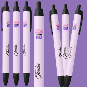 Personalised Back To School 5th Grade Black Ink Pen