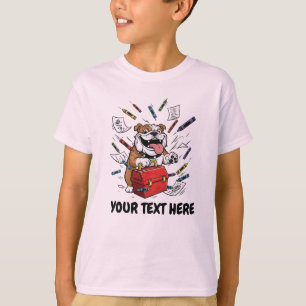 Personalised Back to School Custom Text & Cute Dog T-Shirt
