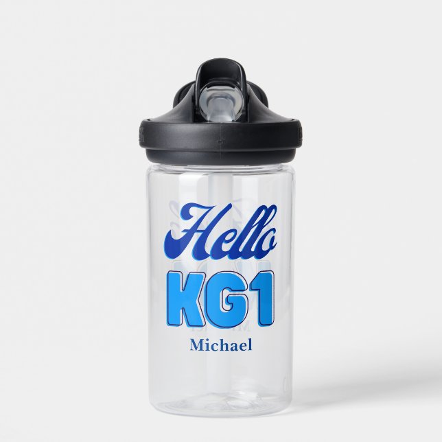 Personalised Back To School, KG1, Hello Kg1 Water Bottle (Front)