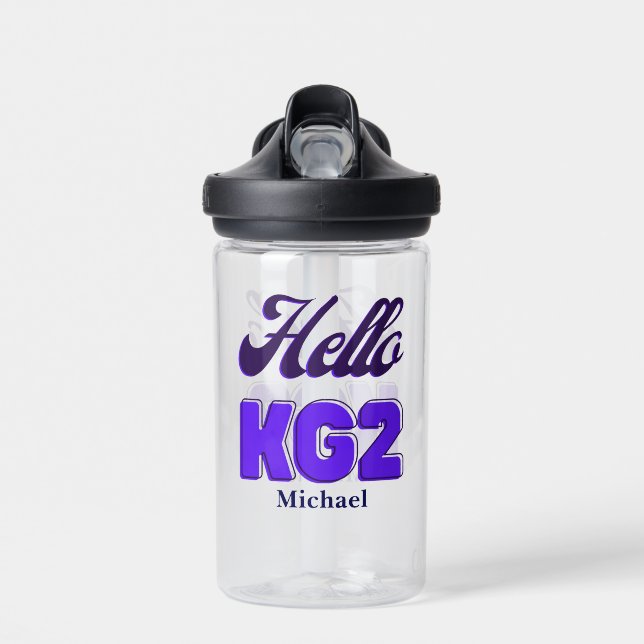 Personalised Back To School, KG2, Hello Kg2 Water Bottle (Front)