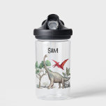 Personalised Back to School Kids Dinosaur Water Bottle<br><div class="desc">This design features a scene from the time when dinosaurs roamed the Earth. You will an illustration of a sauropod dinosaur along with a pterosaur which will surely please that dinosaur-fan kid. You can make it truly unique and customise by adding your kids name. Back to school shopping has never...</div>