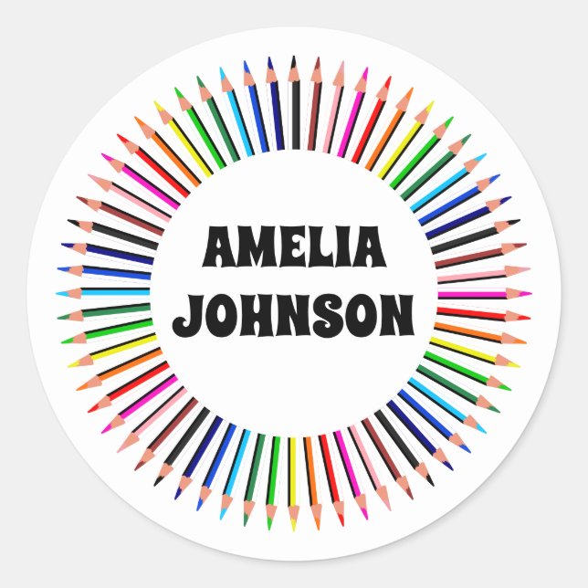 Personalised Back To School Name Classic Round Sticker (Front)
