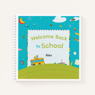 Personalised Back to School Notebook School Bus