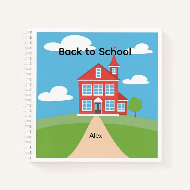 Personalised Back to School Notebook with Building (Front)