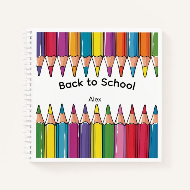 Personalised Back to School Notebook with Pencils (Front)