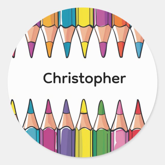 Personalised Back to School Pencil Name Stickers (Front)