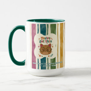 Personalised Back to School Retro Striped Cat Mug