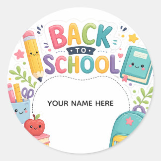 Personalised Back to School Round Sticker for Kids