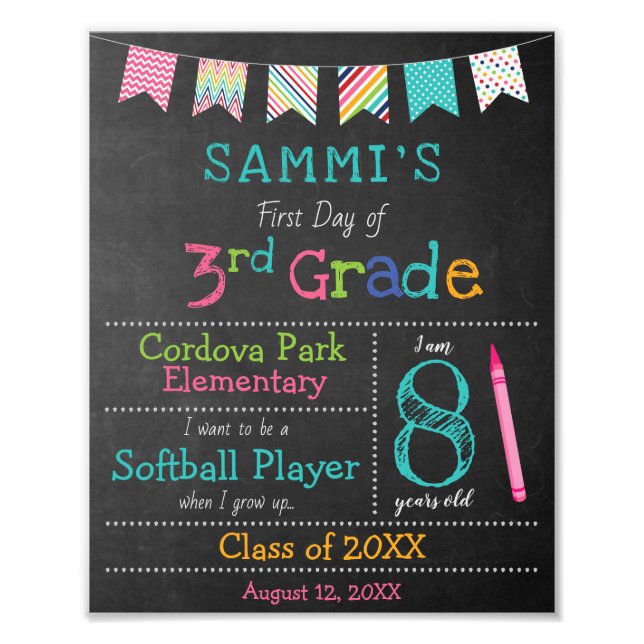 Personalised Back to School Sign - All Grades (Front)