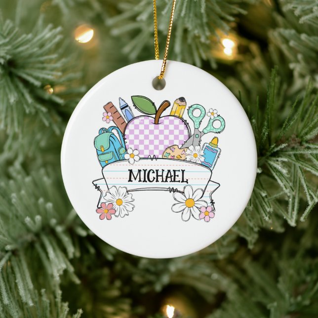 Personalised Back-to-School Supplies with Apple 2 Ceramic Tree Decoration (Tree)