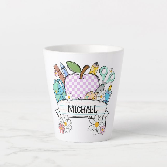Personalised Back-to-School Supplies with Apple 2 Latte Mug (Front)