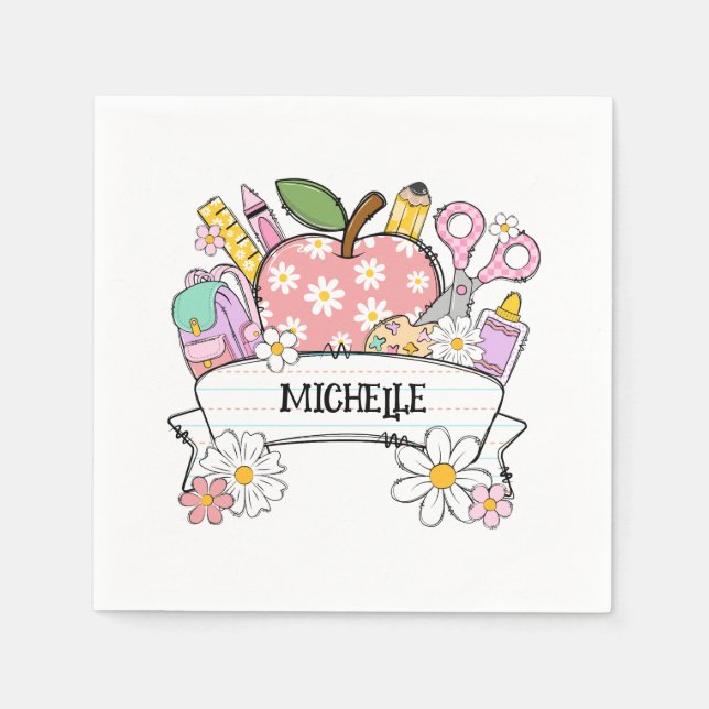 Personalised Back-to-School Supplies with Apple Napkin (Front)