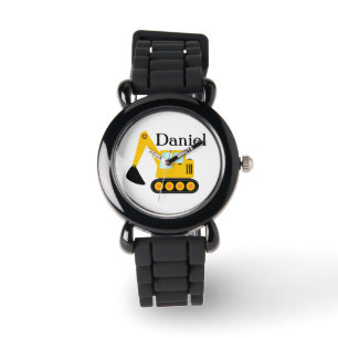 Personalised Backhoe Black Kid's Watch