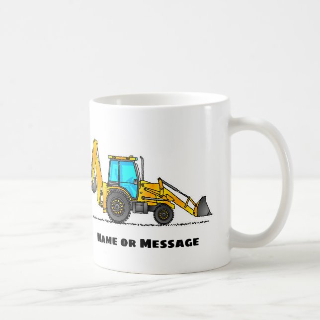 Personalised Backhoe Mug, Excavator Operator Gift Coffee Mug (Right)
