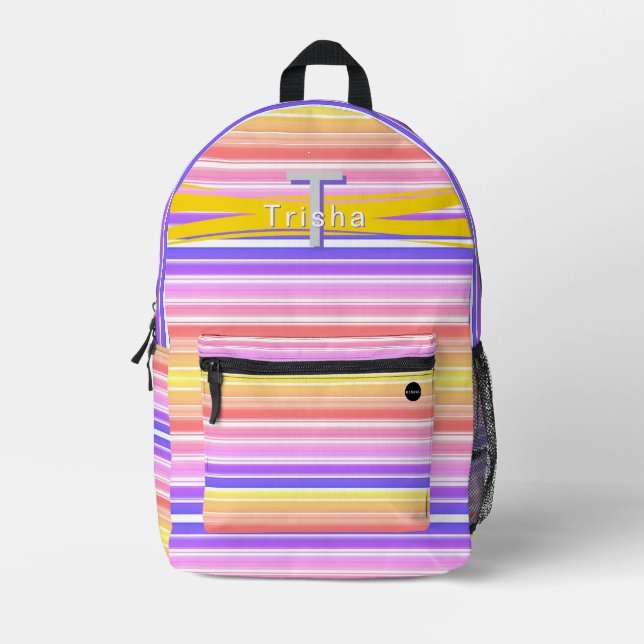 Personalised Backpack with Coloured Stripes HAMbWG (Front)