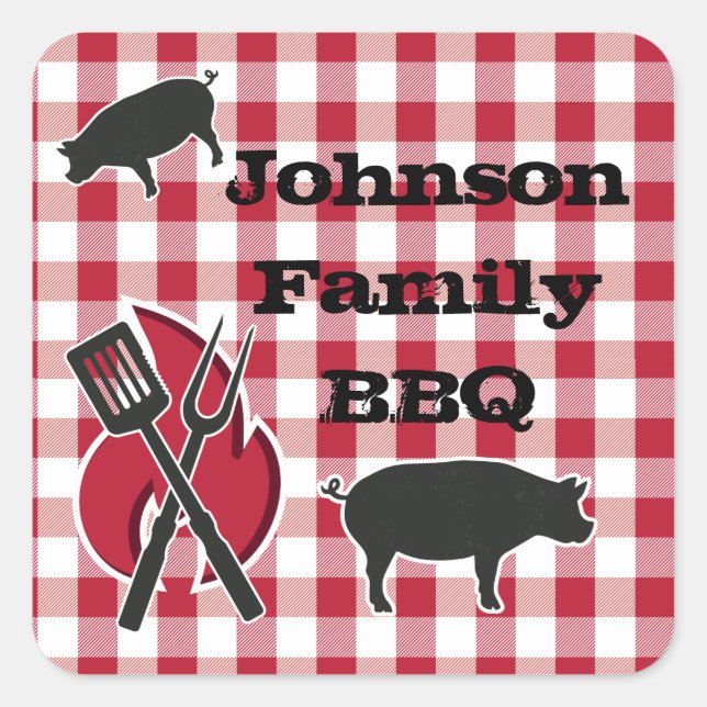 Personalised Backyard BBQ Party Stickers (Front)