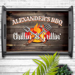 Personalised Backyard Chillin' and Grillin' BBQ Serving Tray<br><div class="desc">Fun,  personalised barbecue theme serving tray. A great housewarming,  birthday or Father's day gift idea.</div>