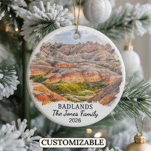Personalised Badlands National Park, South Dakota Ceramic Tree Decoration