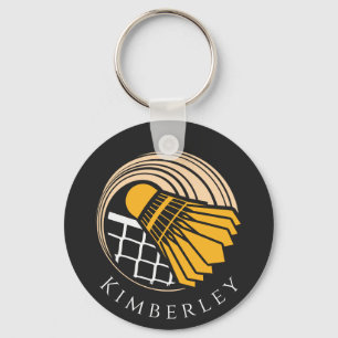 Personalised Badminton Modern Player Coach Birdie Key Ring